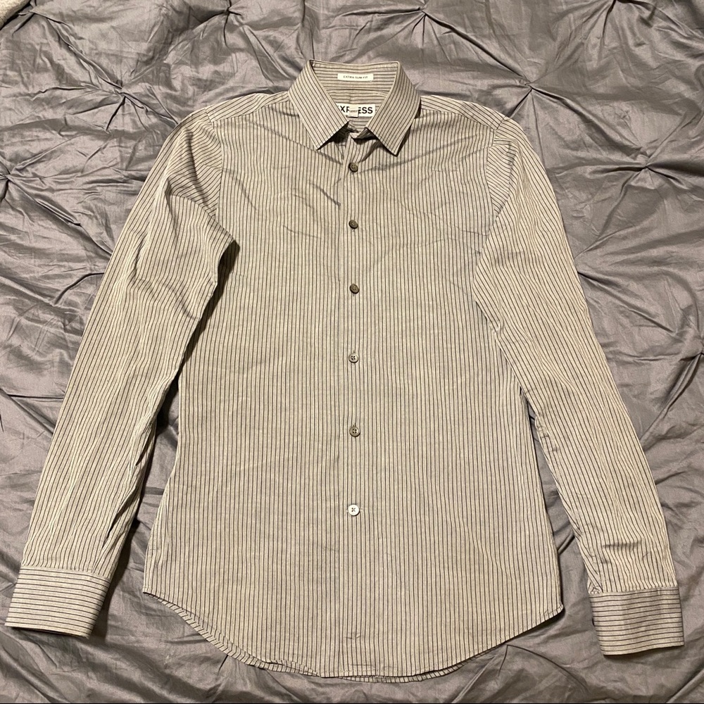 Express Striped Extra Slim Long Sleeve Shirt XS - Picture 4 of 12